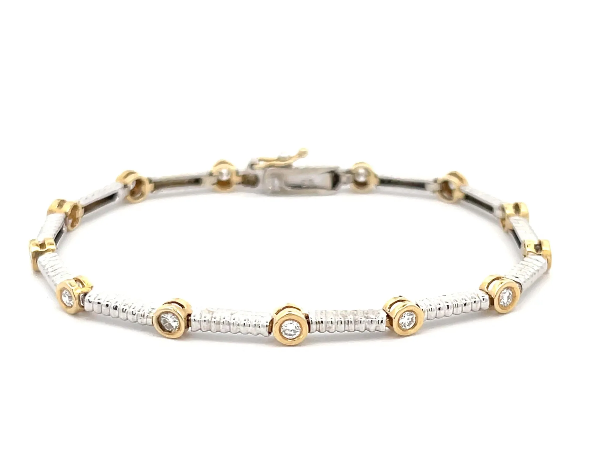 Two Toned Diamond Bracelet in 14k Gold