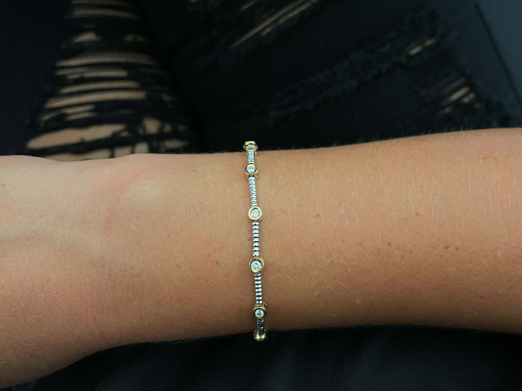 Two Toned Diamond Bracelet in 14k Gold