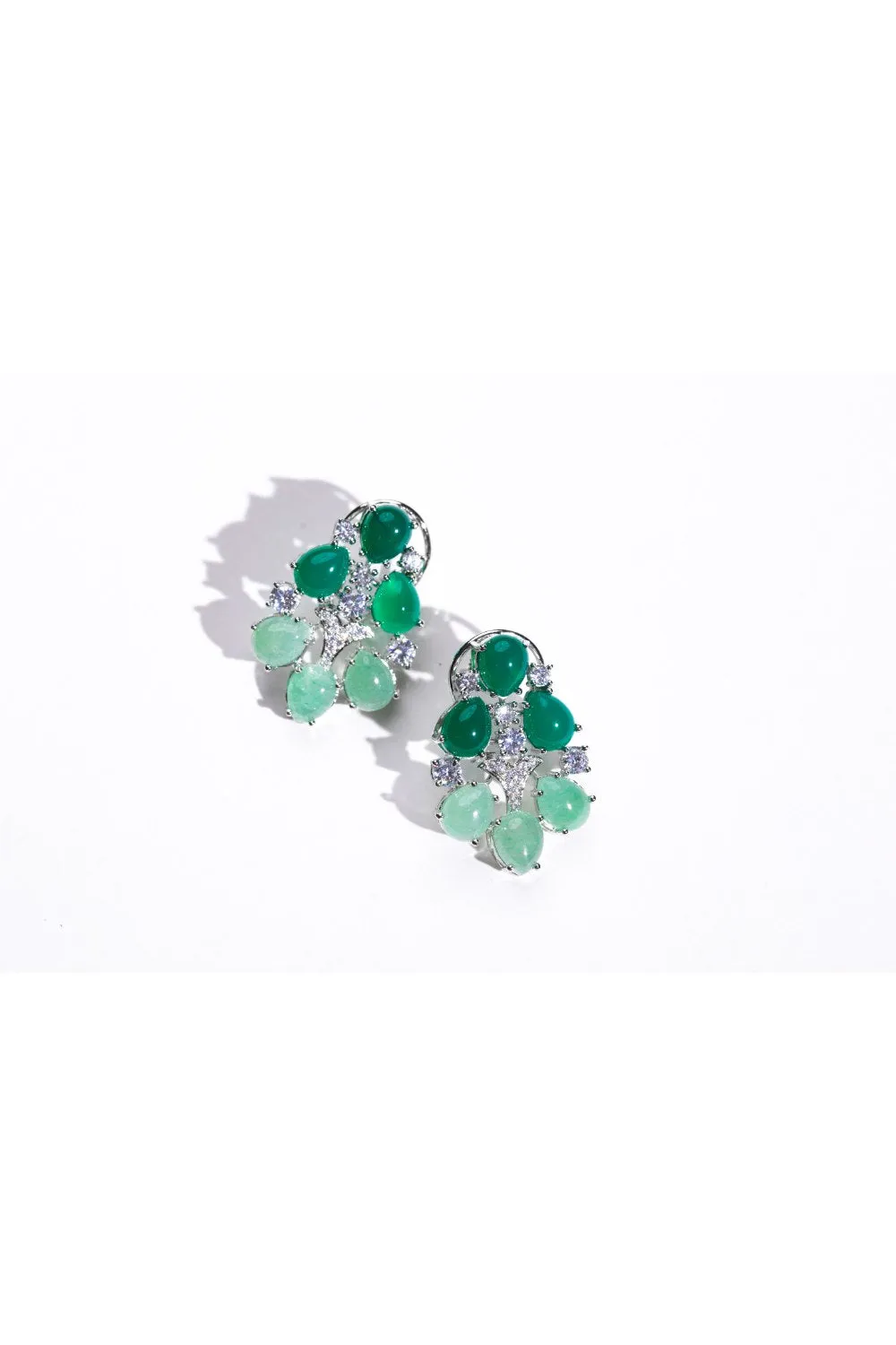 Unique Dual Tone Green Emerald Earrings with Swarovski | Buy Designer Jewelry Online
