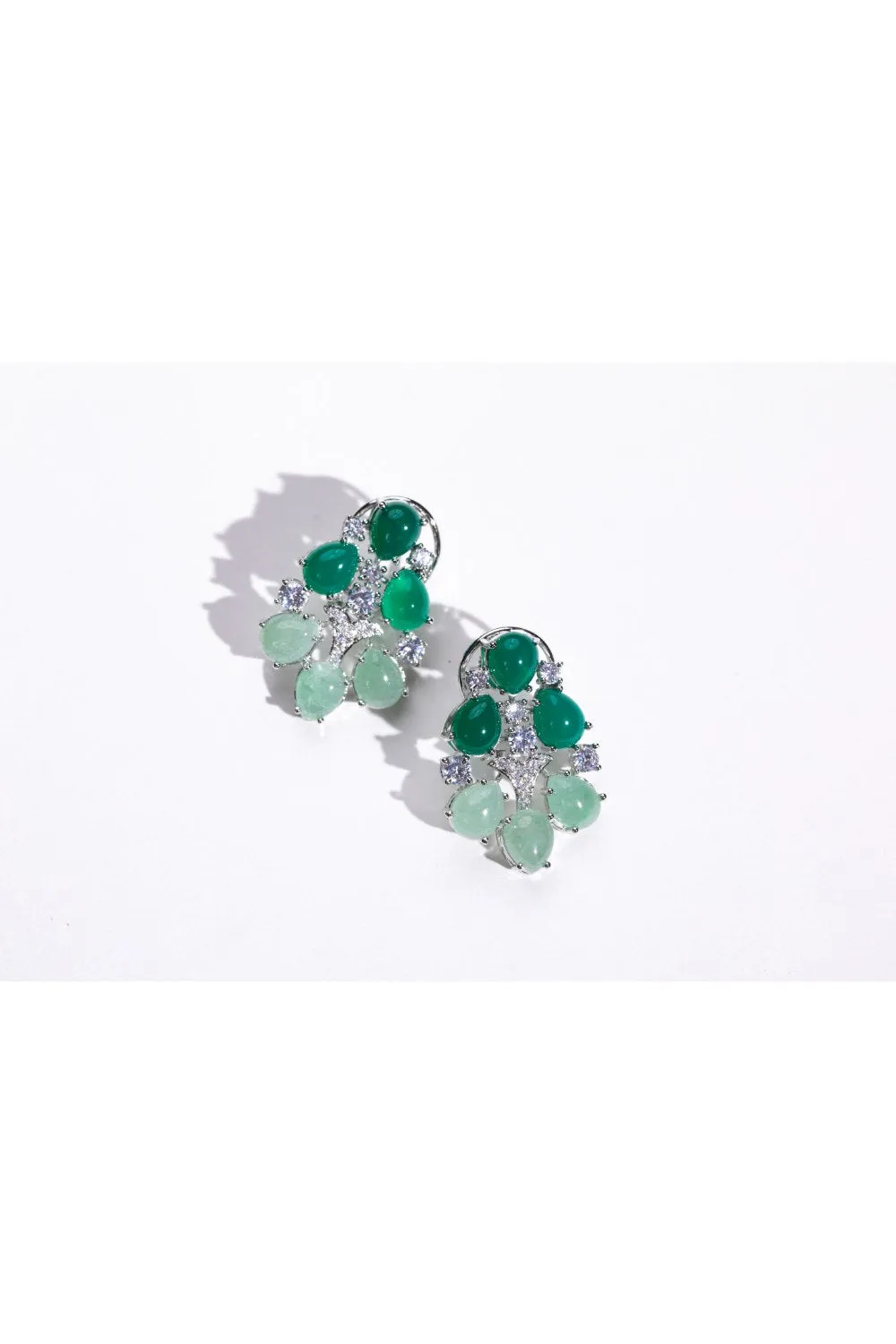 Unique Dual Tone Green Emerald Earrings with Swarovski | Buy Designer Jewelry Online