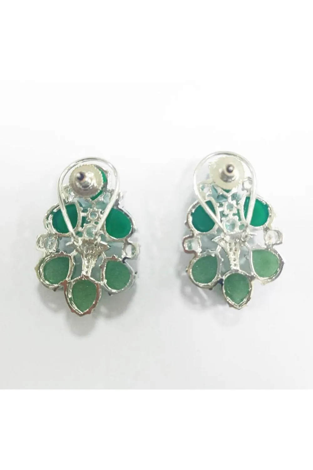 Unique Dual Tone Green Emerald Earrings with Swarovski | Buy Designer Jewelry Online