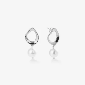 UNIQUE PEARL DROP EARRINGS Silver