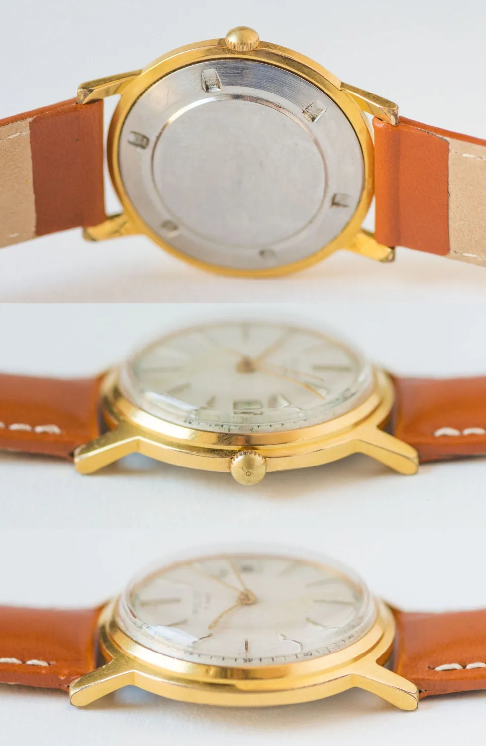 Unisex watch classic Poljot\Flight, gold plated Au 20 tomboy wristwatch, retro men's watch, dress wristwatch her, new premium leather strap