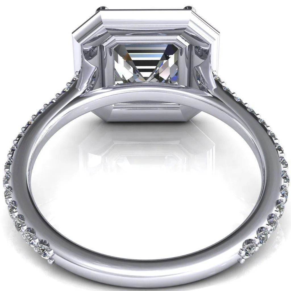 Valma Asscher Moissanite Floating Diamond Halo and Sides Ring