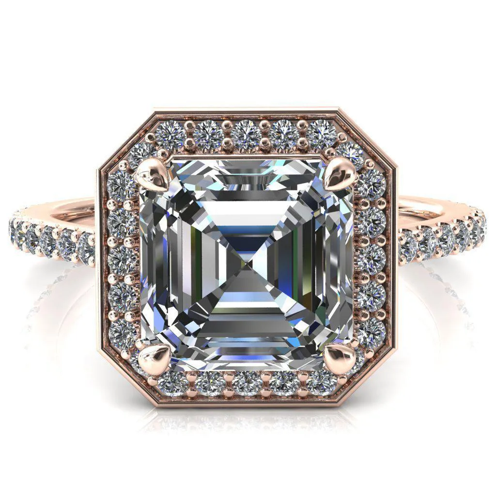 Valma Asscher Moissanite Floating Diamond Halo and Sides Ring