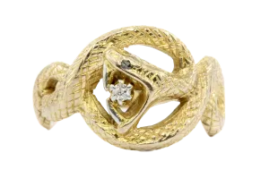 Victorian 14K Gold Diamond Curled Snake Ring c.1880