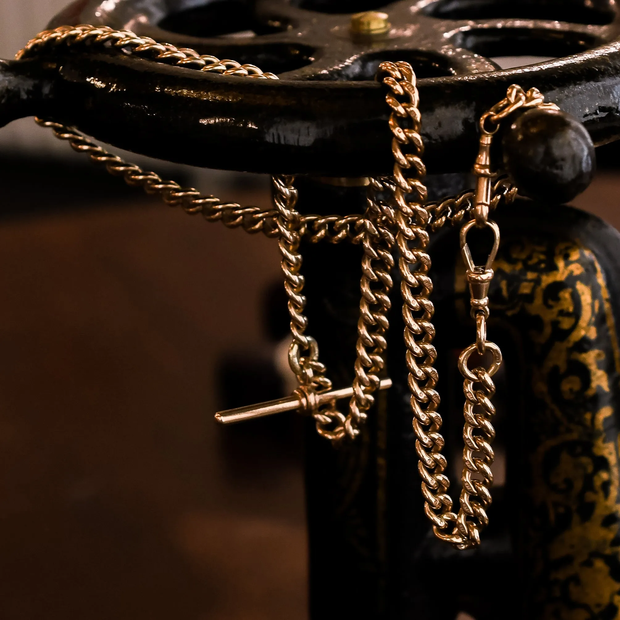 Victorian 9k Gold Double Albert Chain