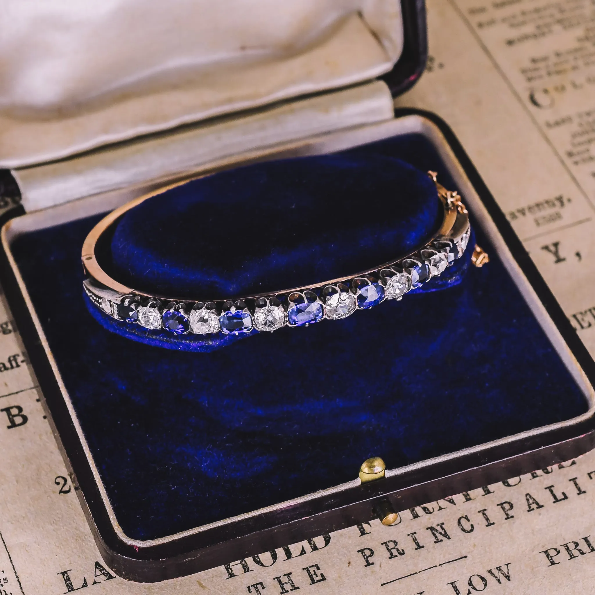 Victorian Diamond & Sapphire Bangle