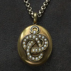 Victorian Enamel Pearl Knot Locket