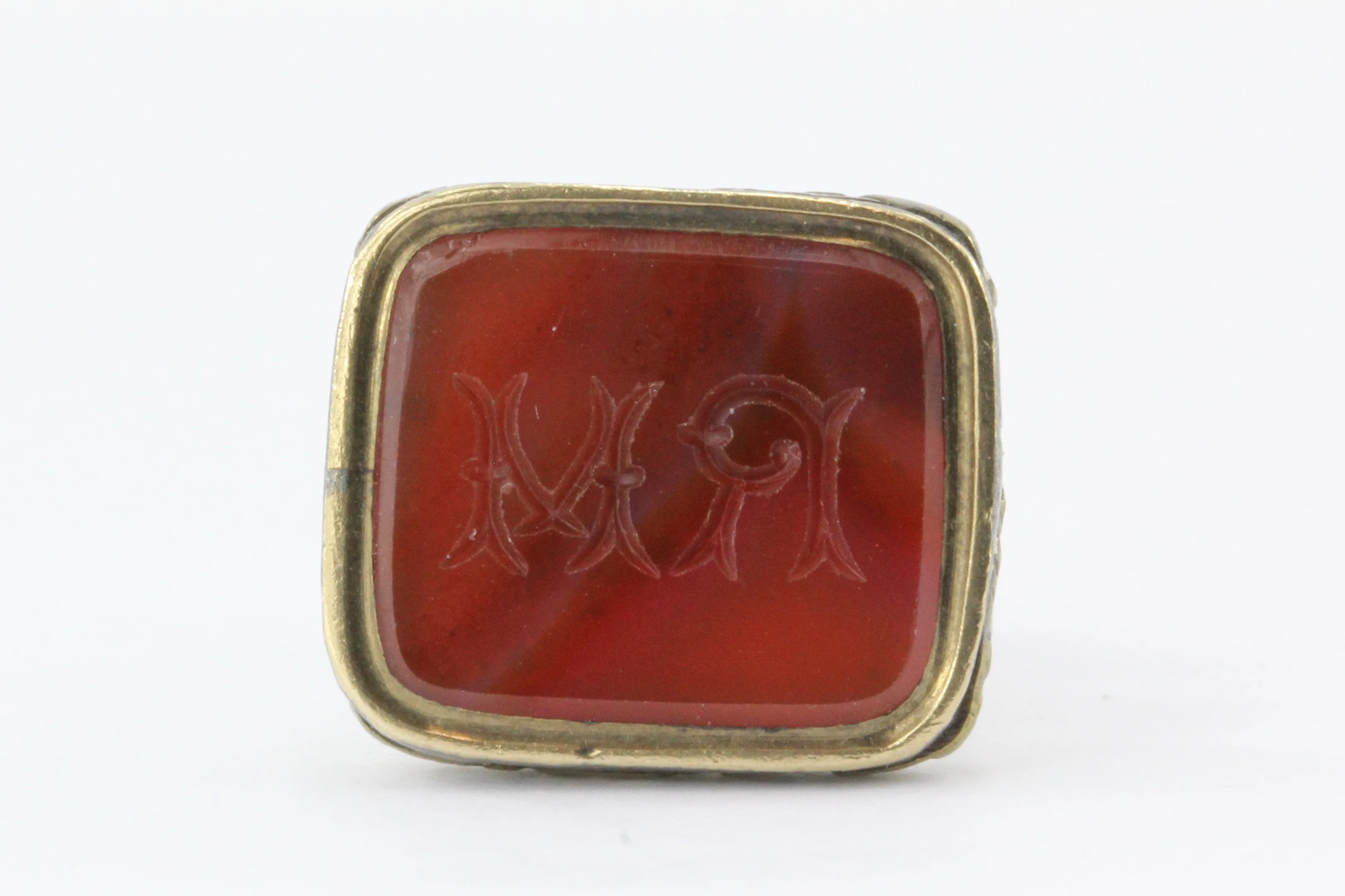 Victorian Gold Filled Carnelian Signet Watch Fob Tassie Pendant c.1860