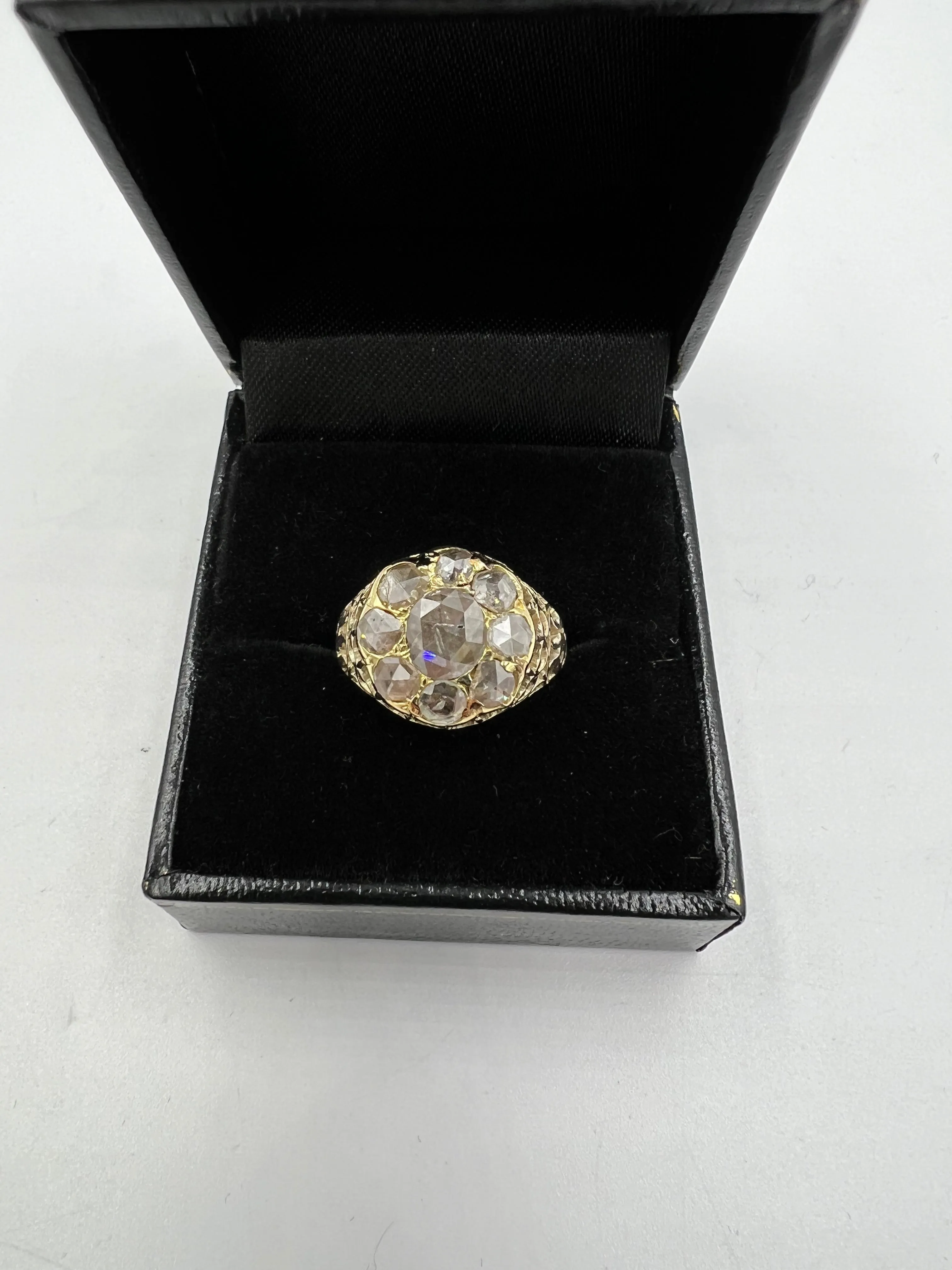 Victorian Rose Cut Diamond Cluster Ring Circa 1890s