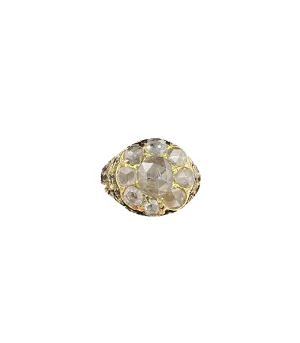 Victorian Rose Cut Diamond Cluster Ring Circa 1890s