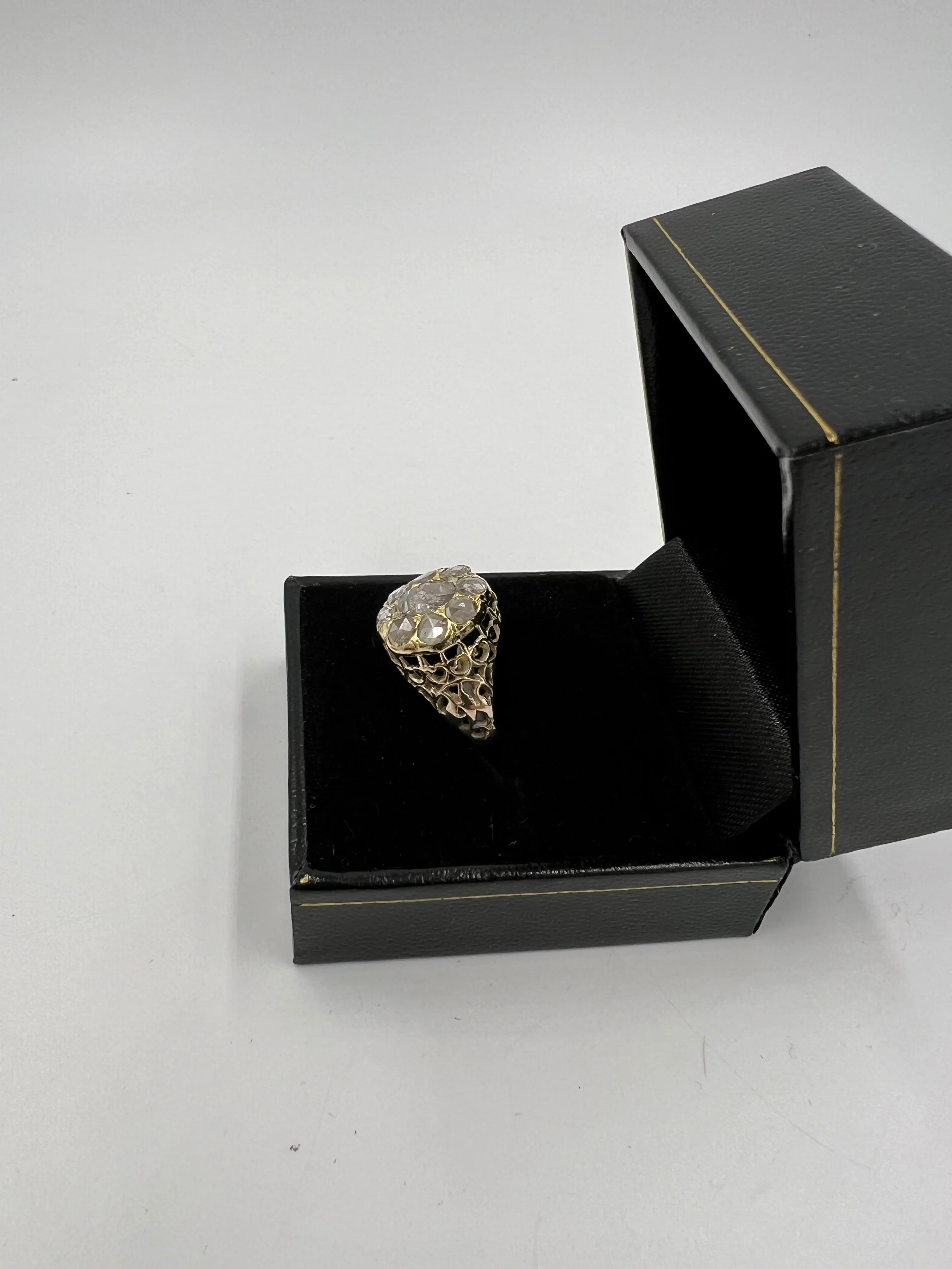 Victorian Rose Cut Diamond Cluster Ring Circa 1890s