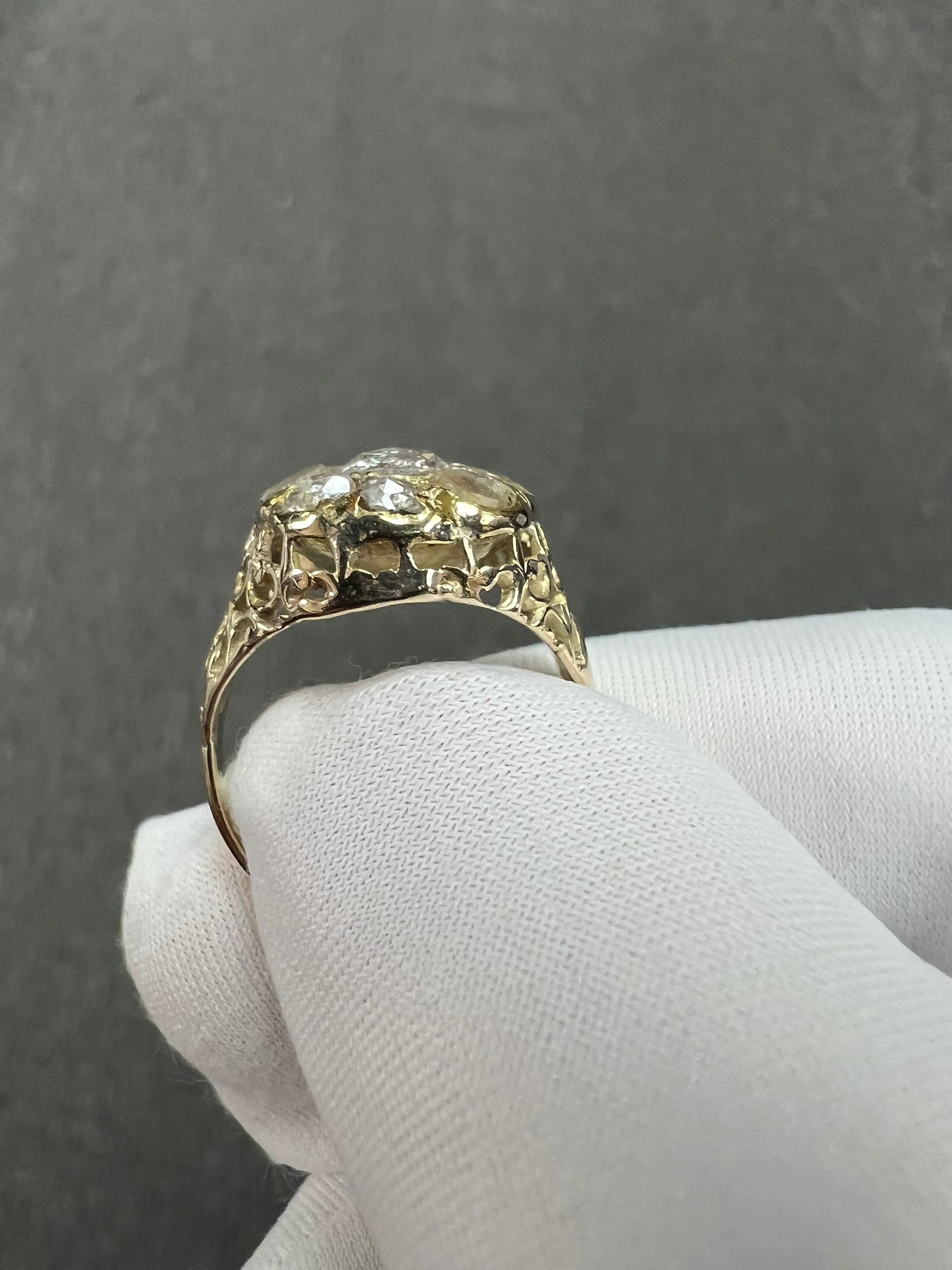 Victorian Rose Cut Diamond Cluster Ring Circa 1890s