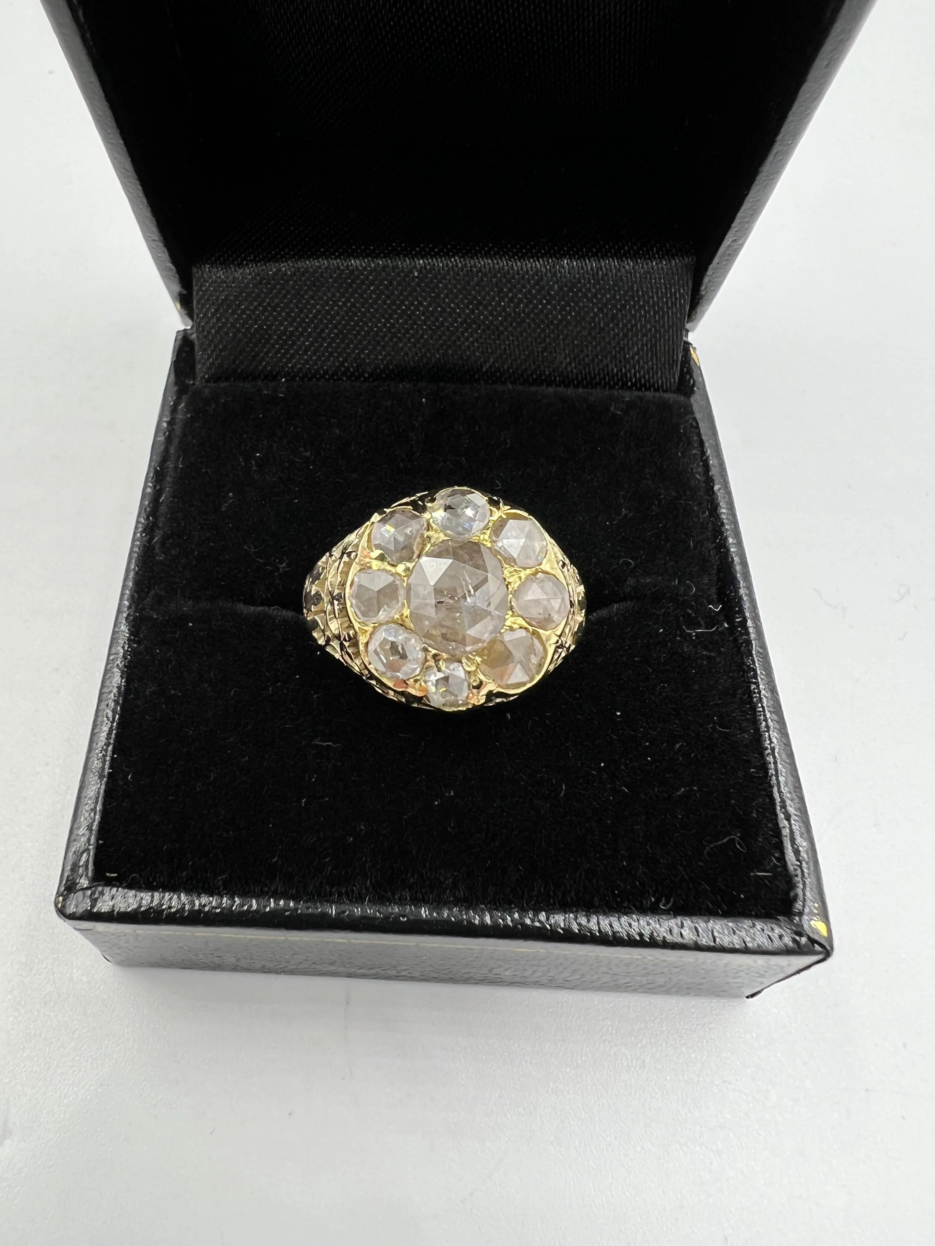 Victorian Rose Cut Diamond Cluster Ring Circa 1890s