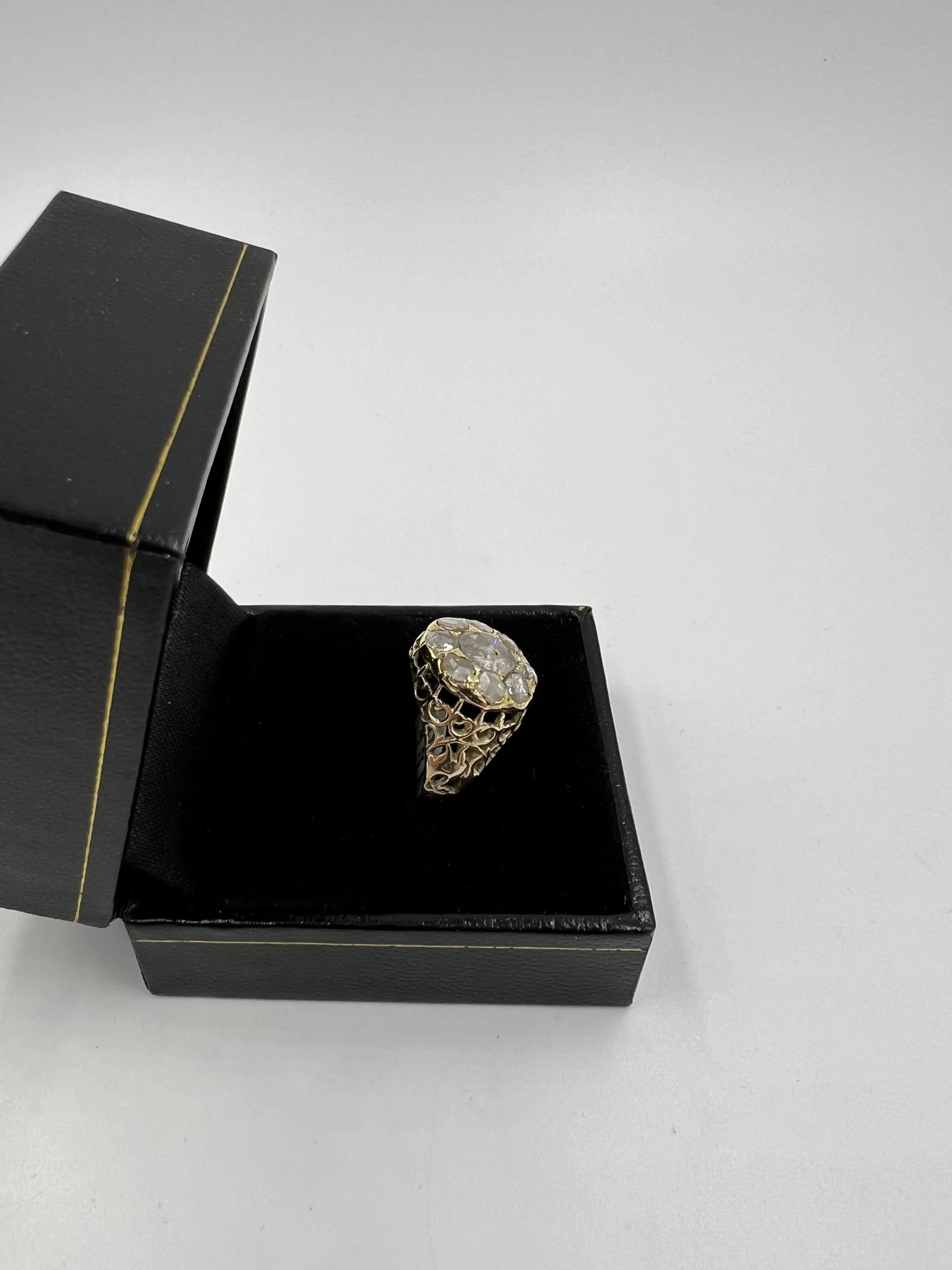 Victorian Rose Cut Diamond Cluster Ring Circa 1890s