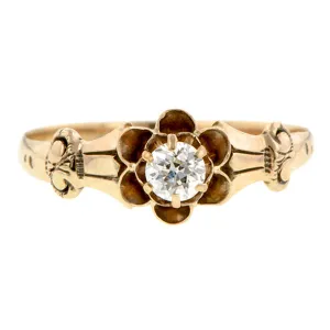 Victorian Solitaire Diamond Ring, Old Euro 0.16ct