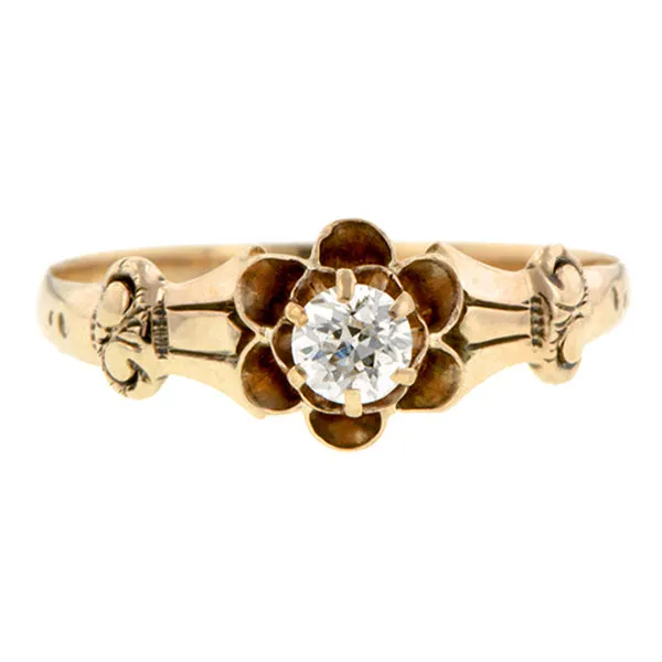 Victorian Solitaire Diamond Ring, Old Euro 0.16ct
