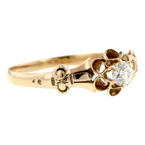 Victorian Solitaire Diamond Ring, Old Euro 0.16ct