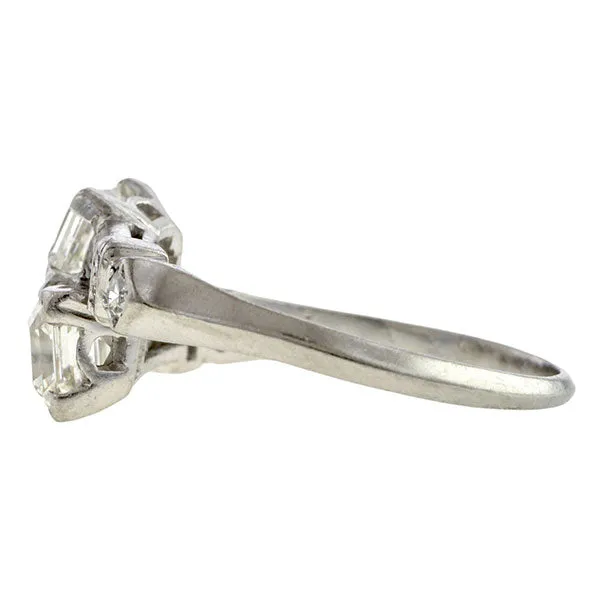 Vintage Asscher Cut Bypass Toi et Moi Ring