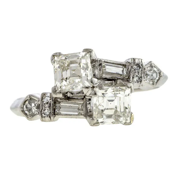 Vintage Asscher Cut Bypass Toi et Moi Ring