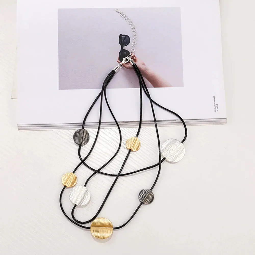 Vintage Chains On the Neck Necklace Round Geometric Choker Costume Jewelry for Women