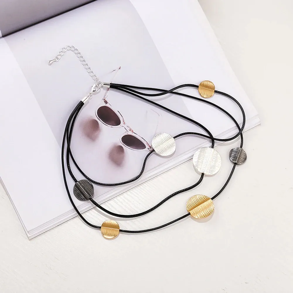 Vintage Chains On the Neck Necklace Round Geometric Choker Costume Jewelry for Women