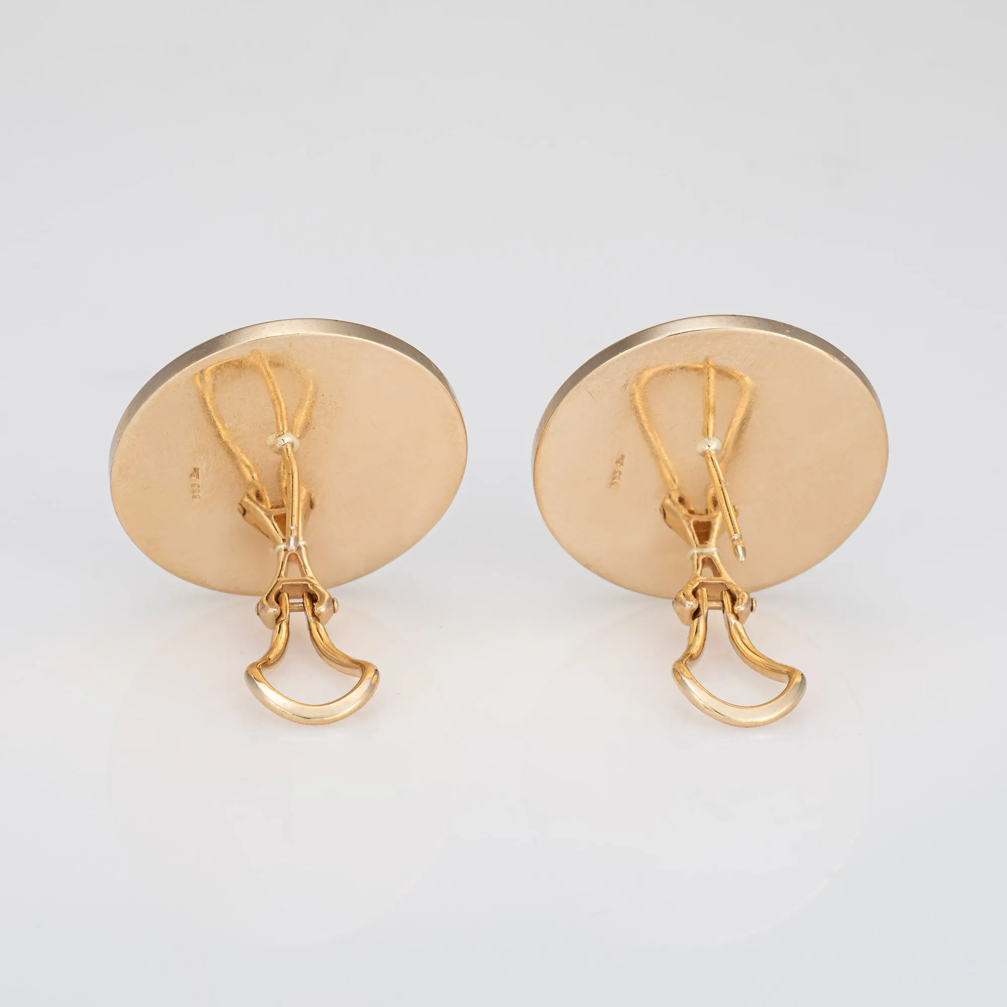 Vintage Checkerboard Earrings Larter & Sons Inlaid Onyx MOP 14k Yellow Gold