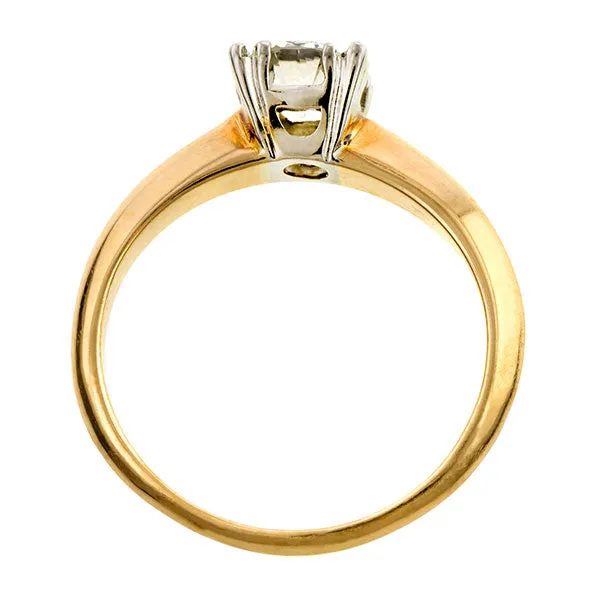 Vintage Diamond Solitaire Engagement Ring, Transition Round Brilliant 0.51ct.