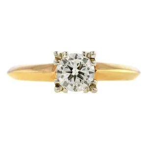 Vintage Diamond Solitaire Engagement Ring, Transition Round Brilliant 0.51ct.