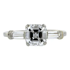 Vintage Engagement Ring, Asscher cut 1.02ct