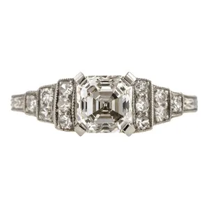 Vintage Engagement Ring, Asscher Cut 1.03