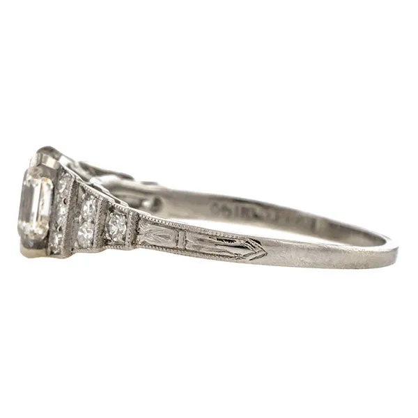 Vintage Engagement Ring, Asscher Cut 1.03