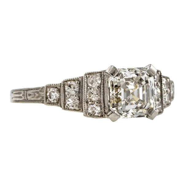 Vintage Engagement Ring, Asscher Cut 1.03