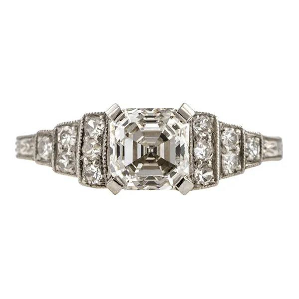 Vintage Engagement Ring, Asscher Cut 1.03