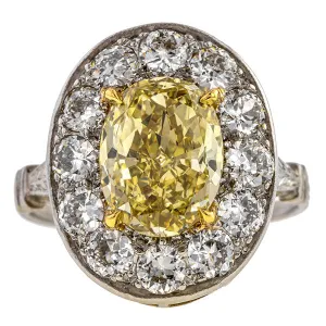 Vintage Fancy Brownish Yellow Oval Cut Diamond Engagement Ring, 2.47ct.
