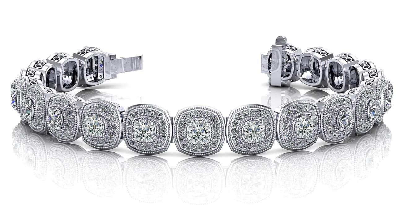 Vintage Inspired Fancy Diamond Bracelet with 3.25 ct.(finished) 1mm, 2.5mm