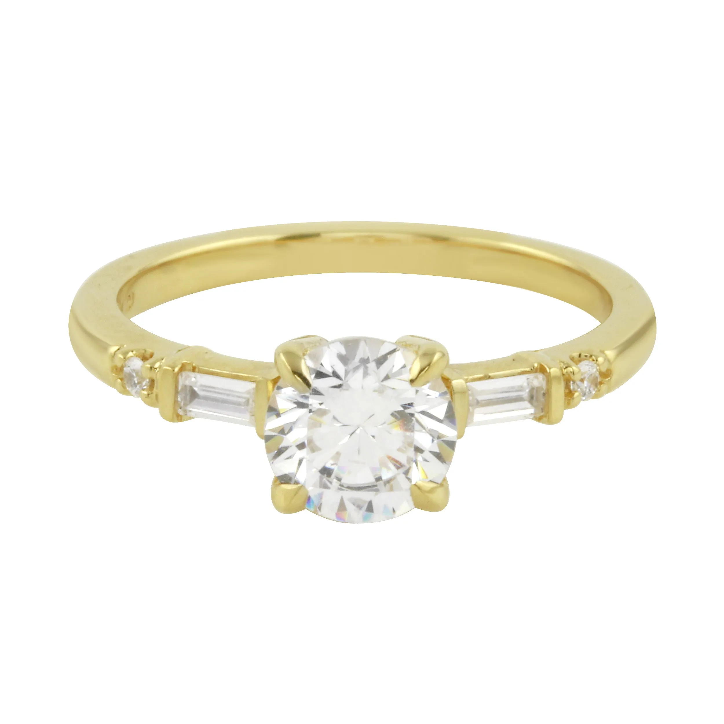 Vintage Inspired Round Brilliant and Baguette Diamond Engagement Ring Setting