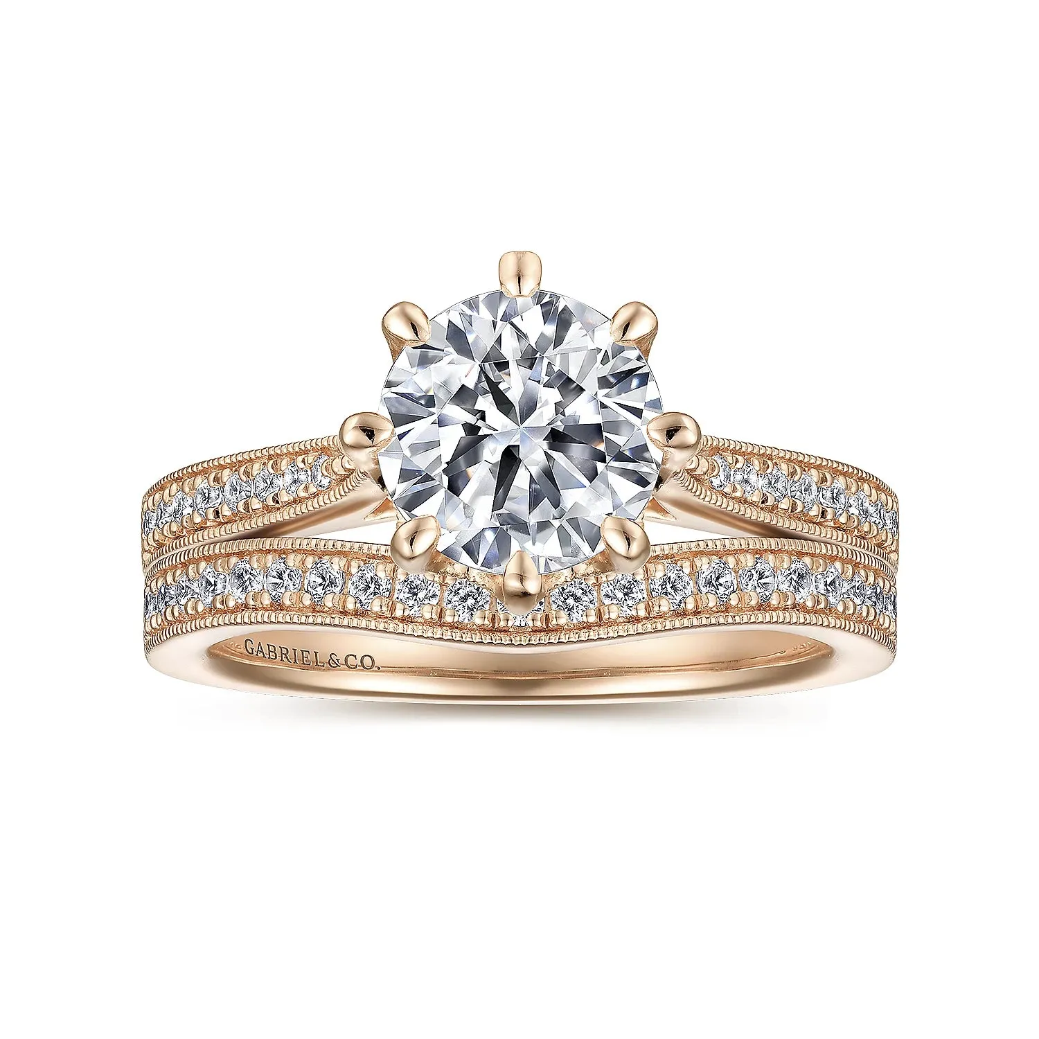 Vintage Inspired Round Diamond Engagement Ring Mounting