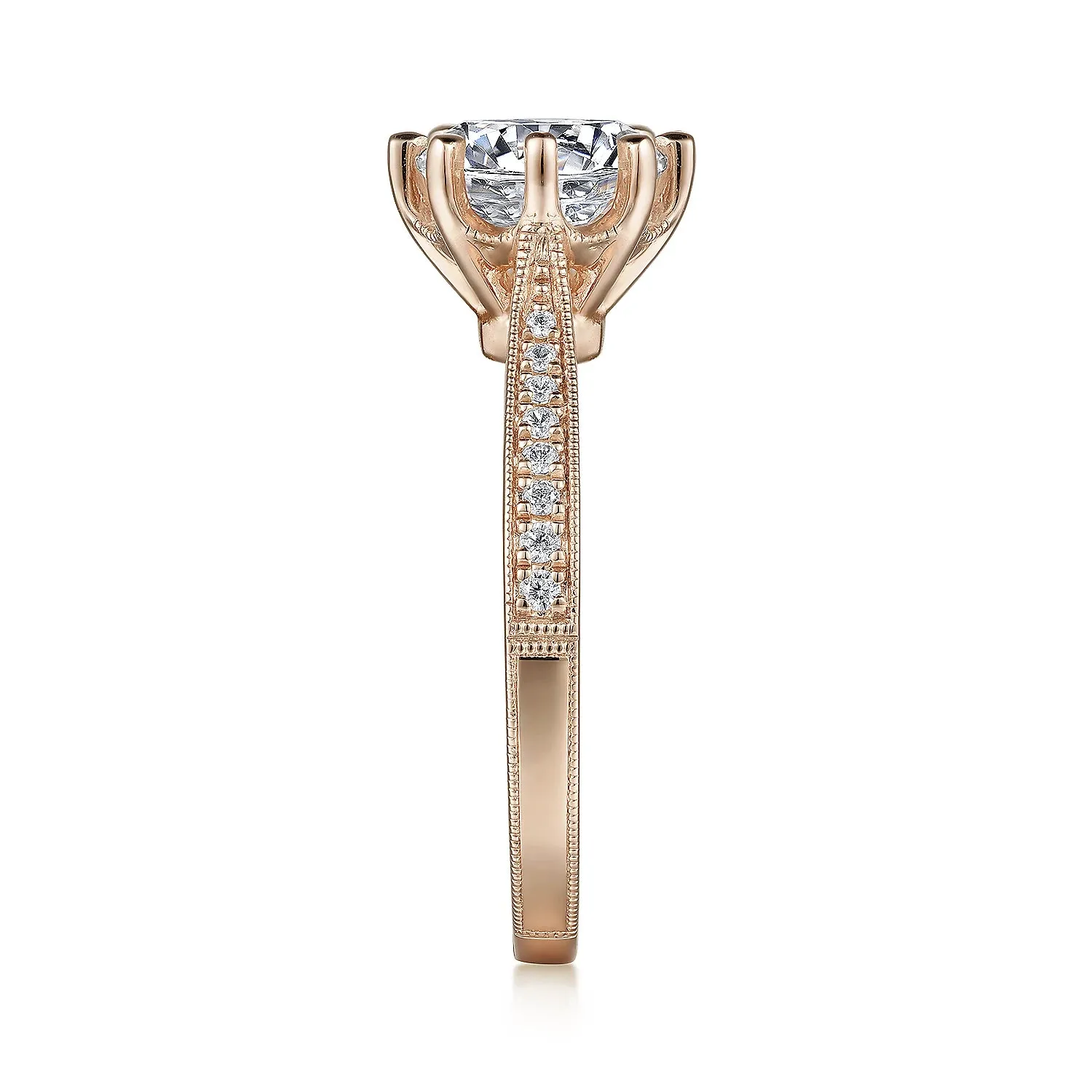 Vintage Inspired Round Diamond Engagement Ring Mounting