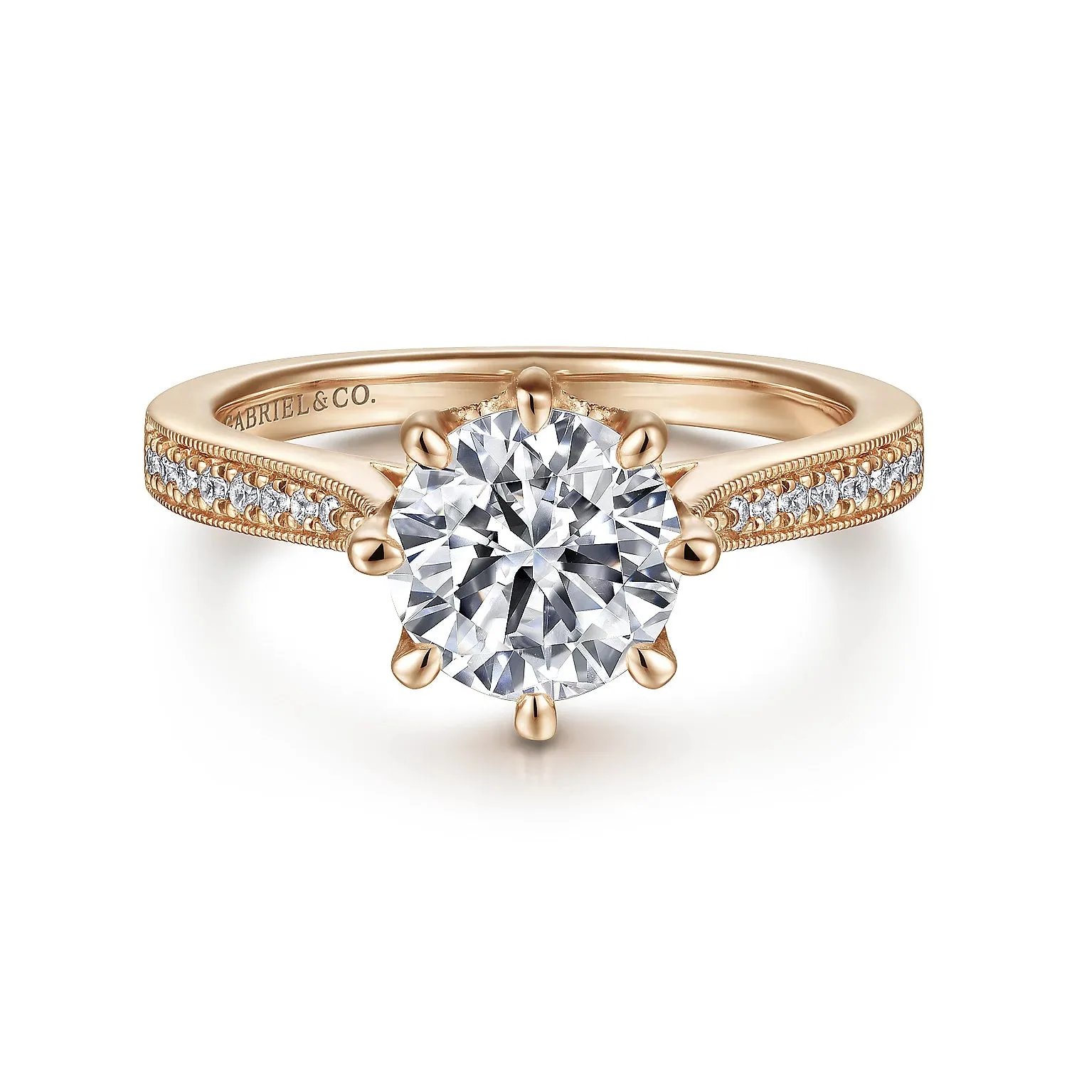 Vintage Inspired Round Diamond Engagement Ring Mounting