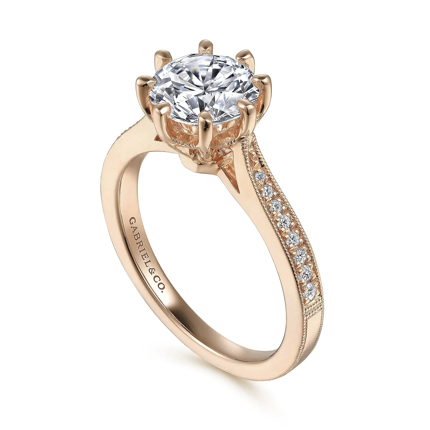 Vintage Inspired Round Diamond Engagement Ring Mounting