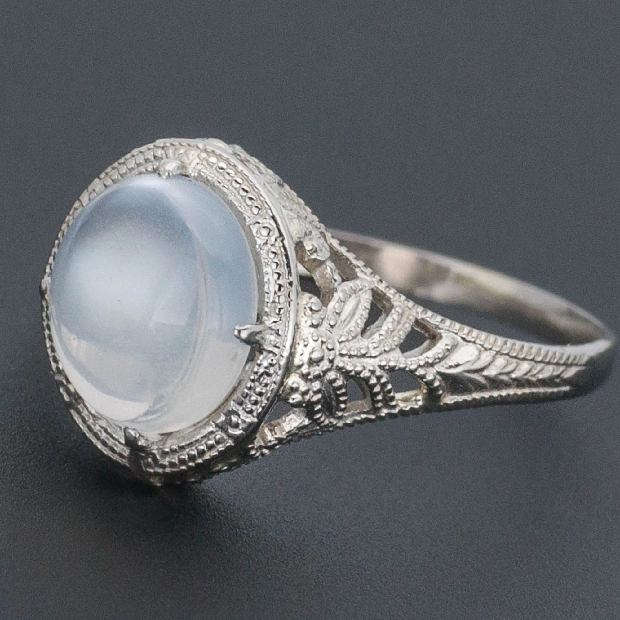 Vintage Moonstone Filigree Ring | 14k Gold Filigree Ring
