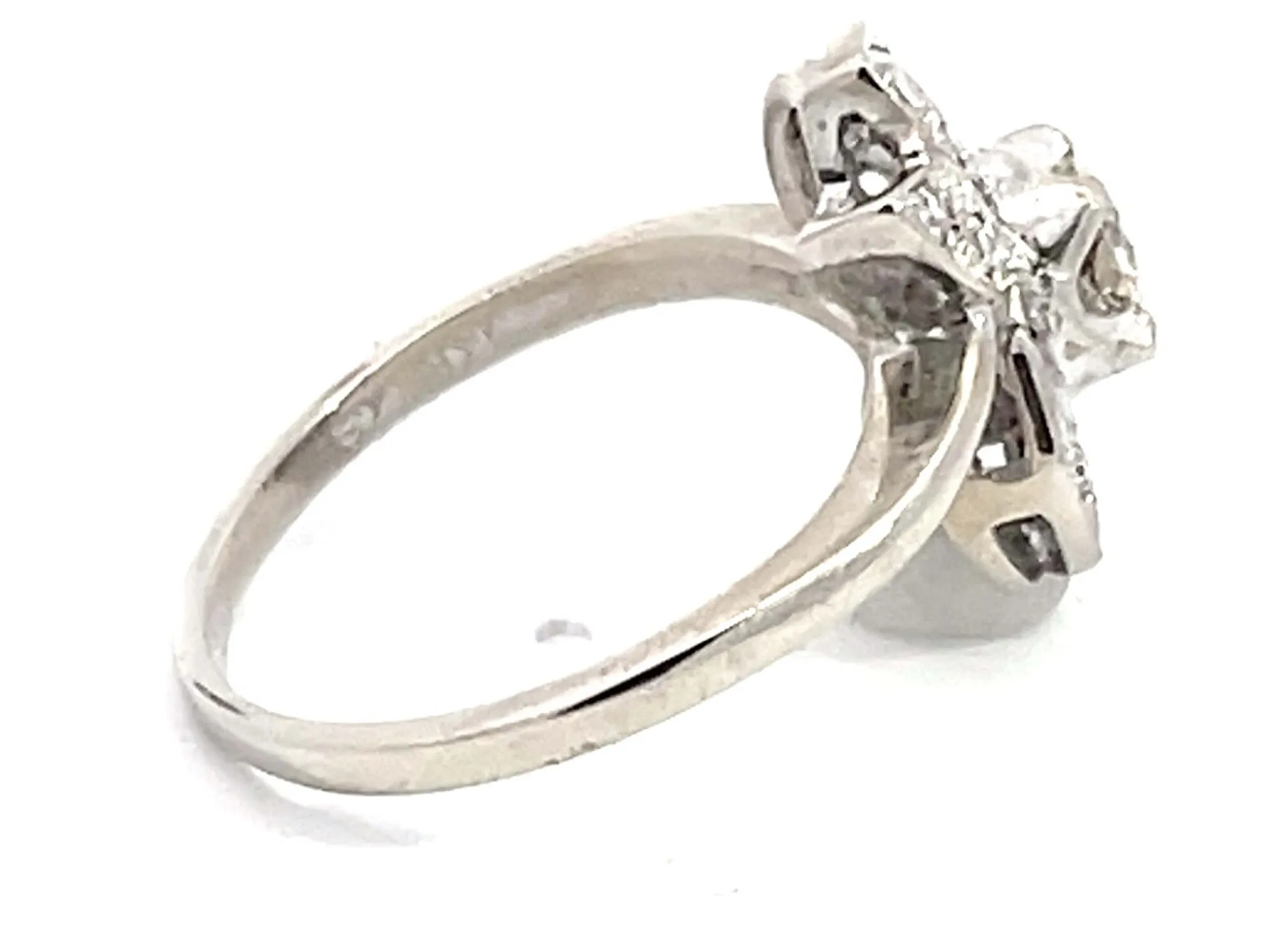 Vintage Transition Cut Diamond Ring in 14k White Gold