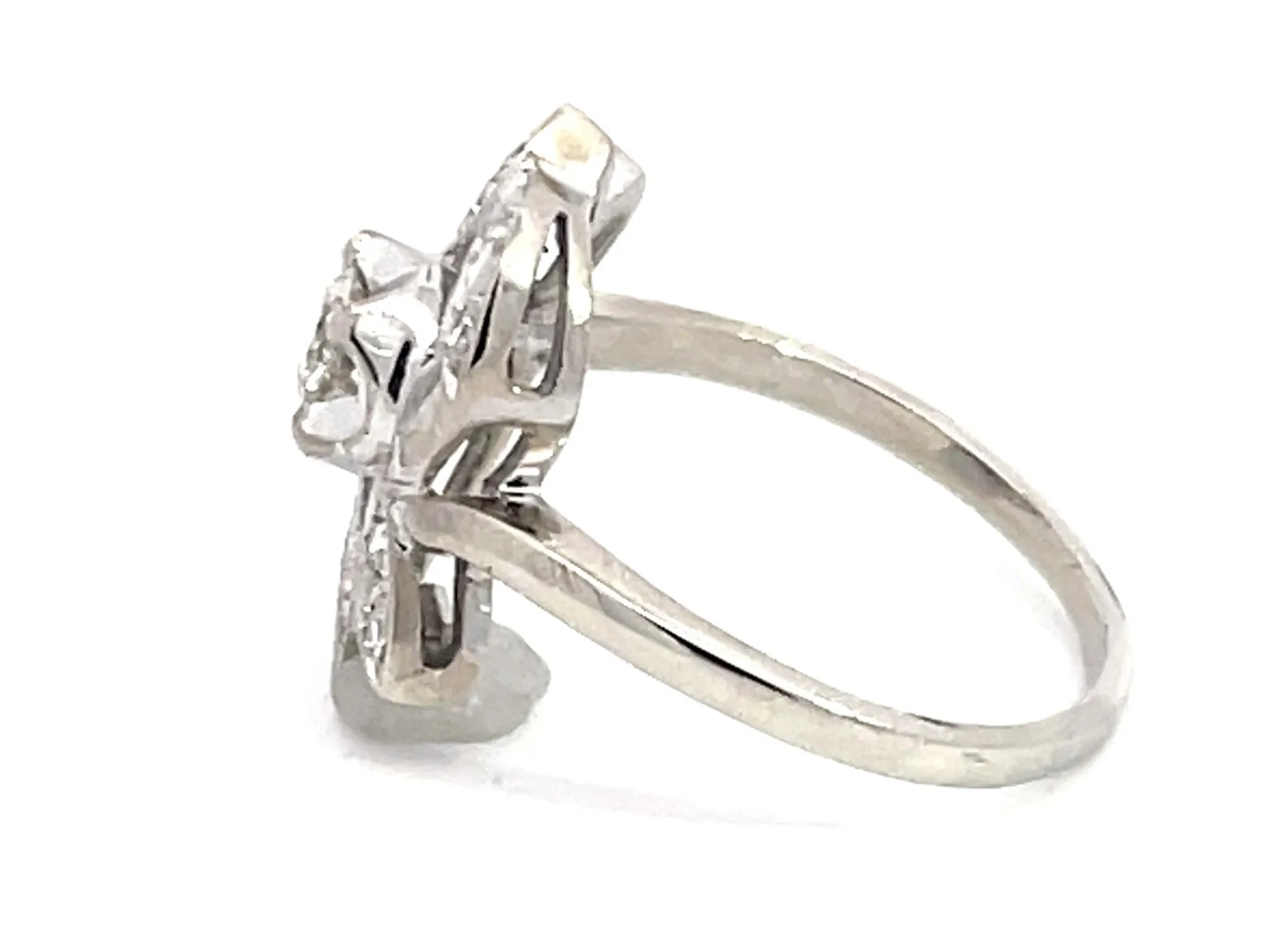 Vintage Transition Cut Diamond Ring in 14k White Gold