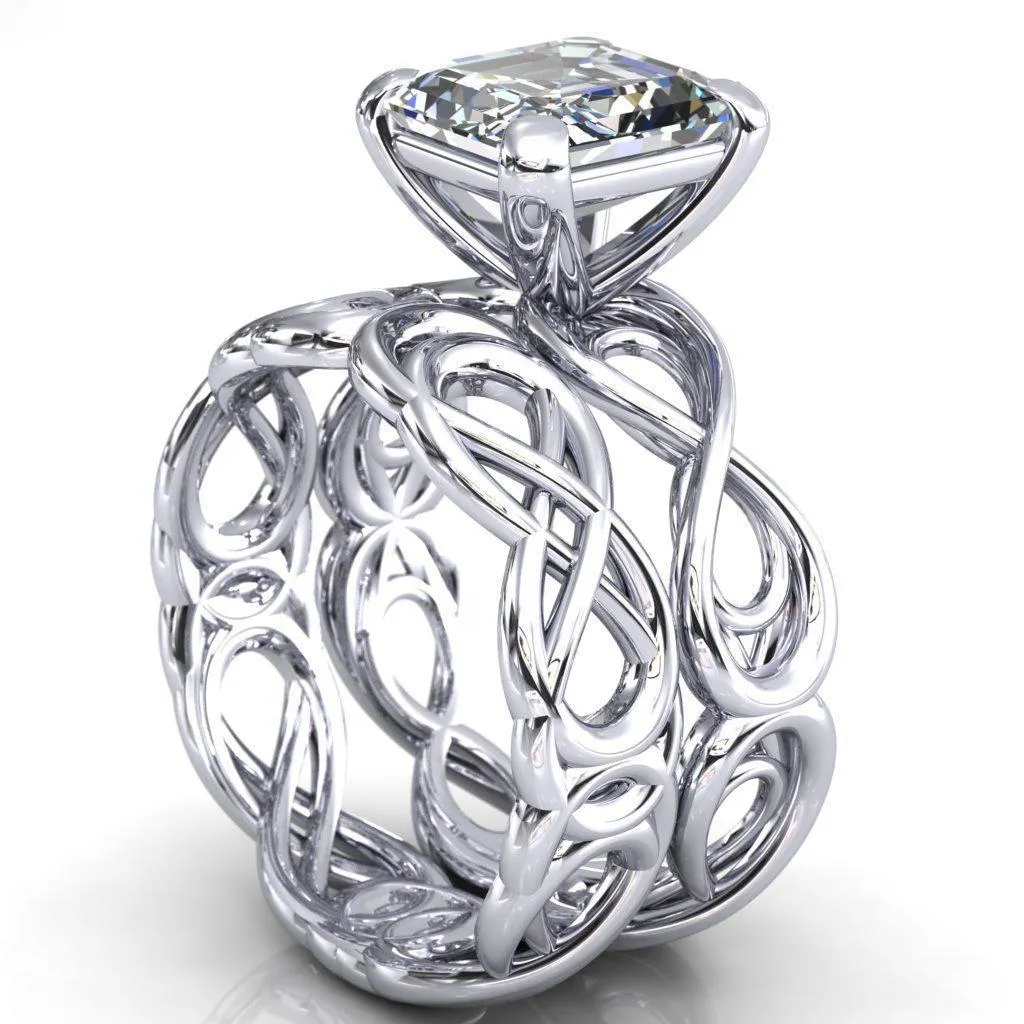 Vivien Asscher Moissanite 4 Prong Ring