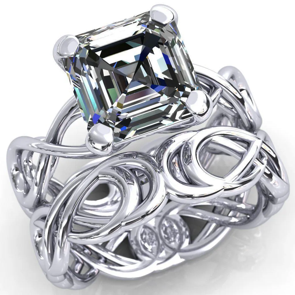 Vivien Asscher Moissanite 4 Prong Ring
