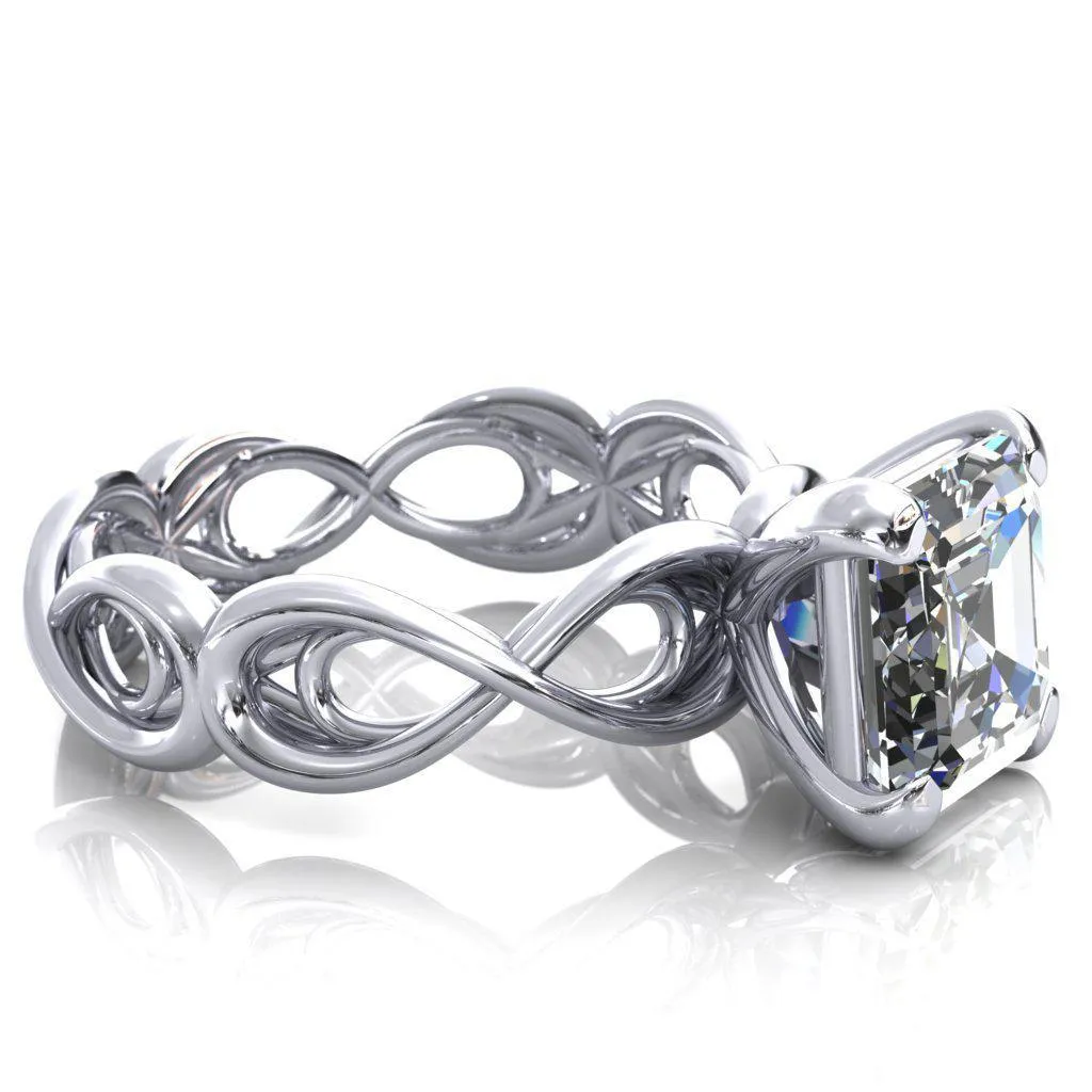Vivien Asscher Moissanite 4 Prong Ring