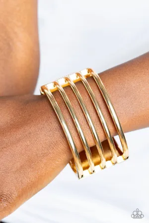 Wayward Warrior - Gold - Bar Paparazzi Hinge Bracelet