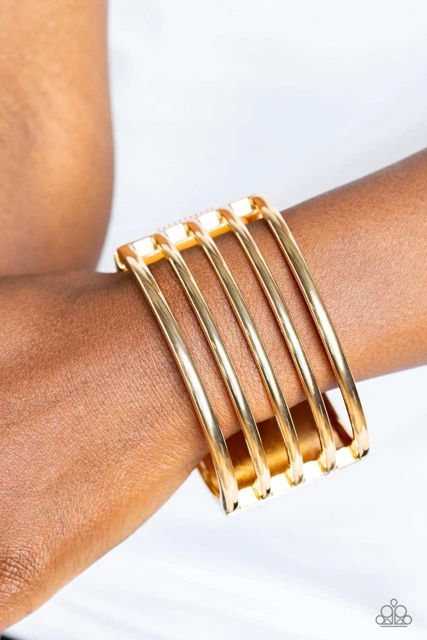 Wayward Warrior - Gold - Bar Paparazzi Hinge Bracelet